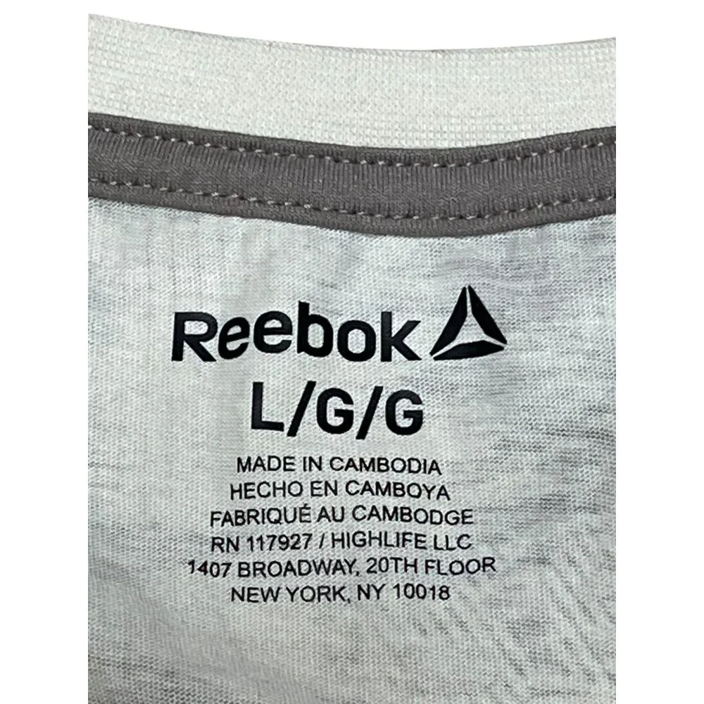 Reebok Mens Classic Graphic T-Shirt Beige/Gray L Cotton‎ Blend